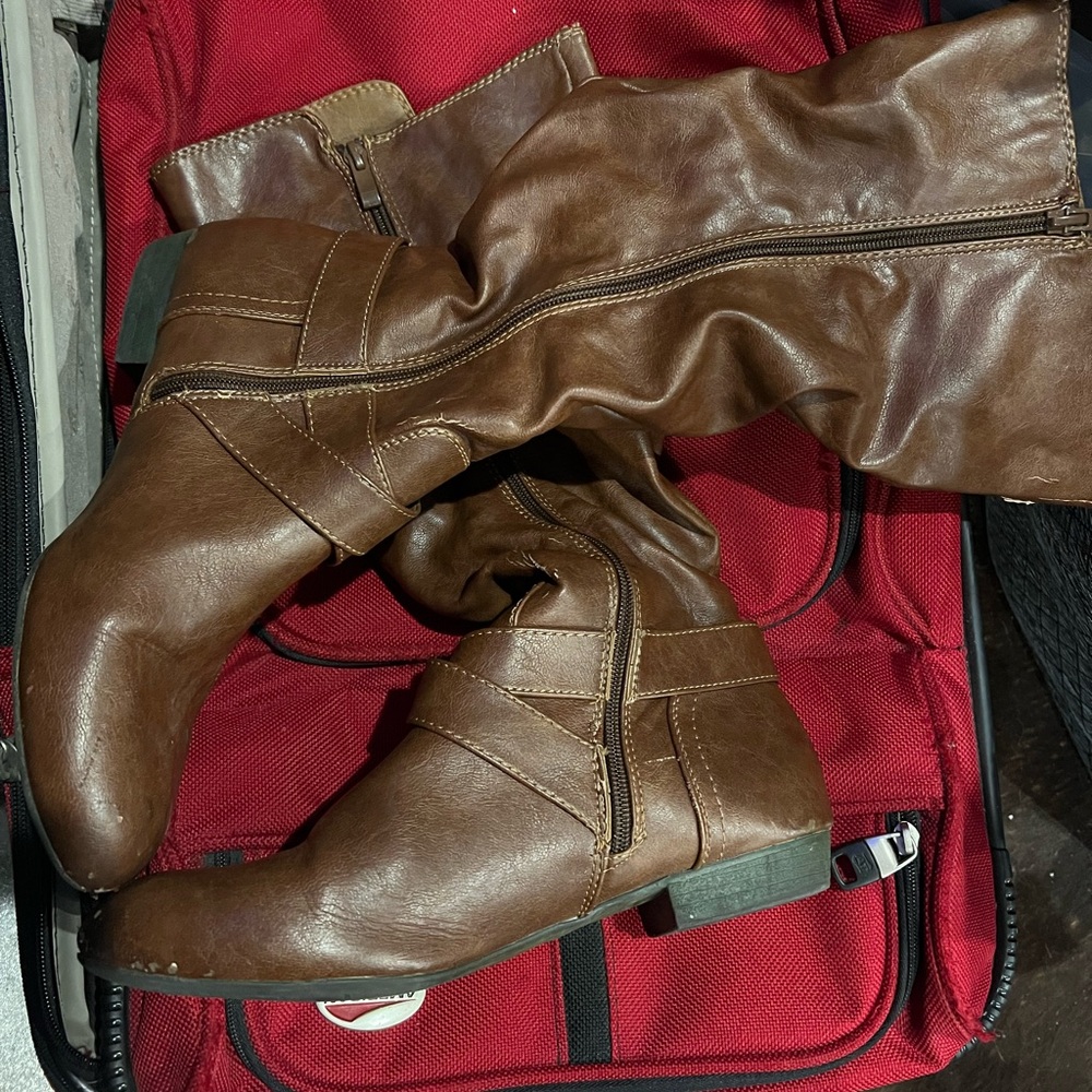 Brown Leather mid calf Boots
